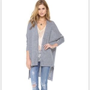 Free People TGIF Slouchy High-Low Snap Front Cardigan in Heather Gray Size XS